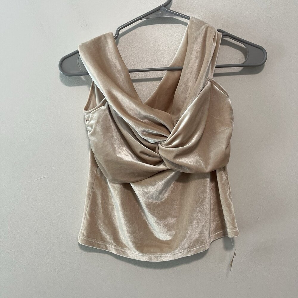 Reformation Beige Twisted Off-Shoulder Ruched Top NWT - Picture 2 of 7